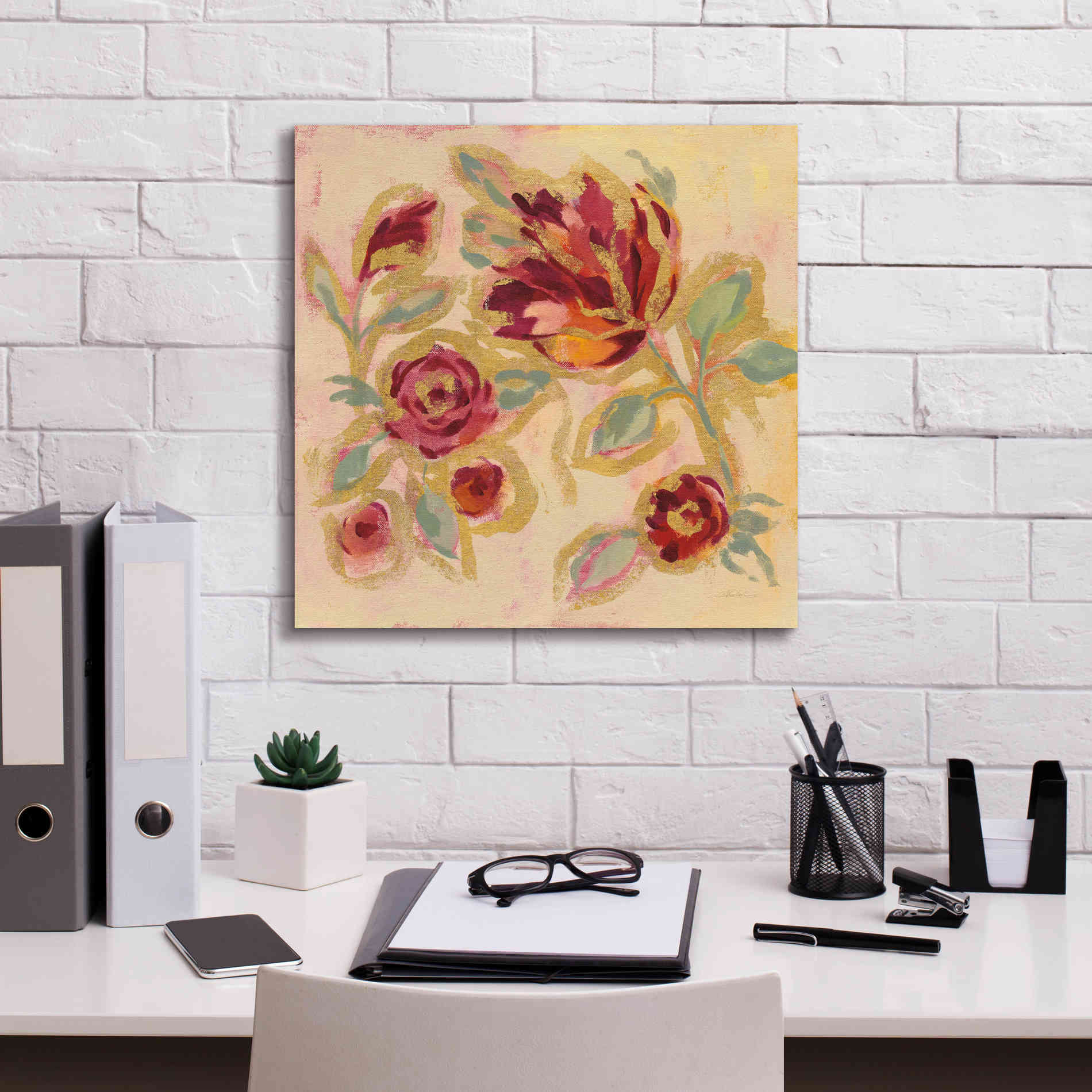 Epic Art 'Gilded Loose Floral II' by Silvia Vassileva, Canvas Wall Art,18 x 18