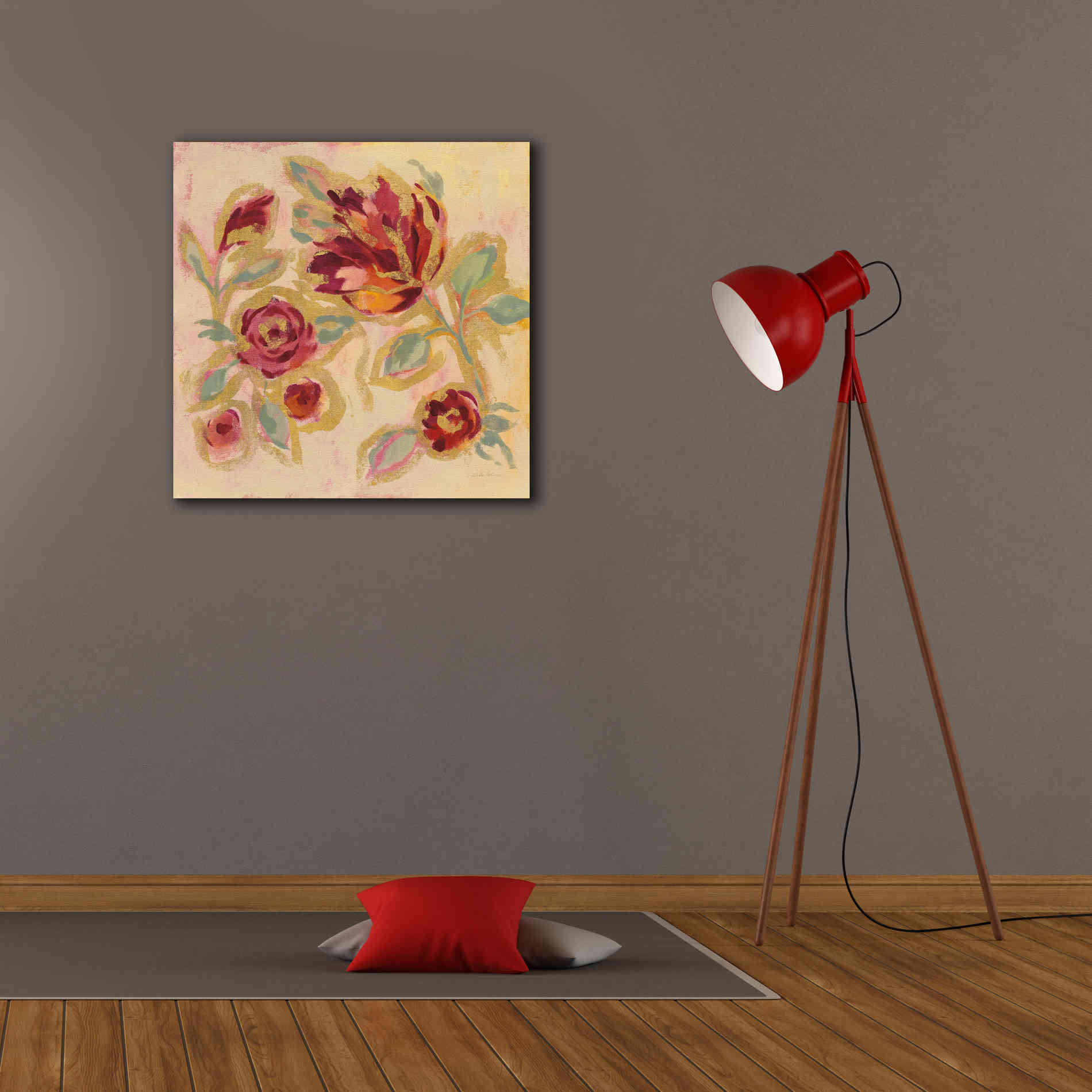 Epic Art 'Gilded Loose Floral II' by Silvia Vassileva, Canvas Wall Art,26 x 26