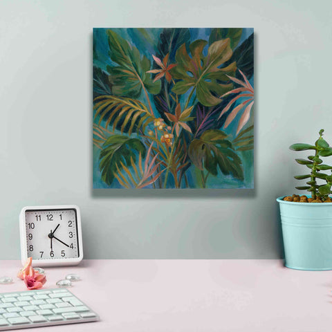 Image of Epic Art 'Midnight Tropical Leaves' by Silvia Vassileva, Canvas Wall Art,12 x 12