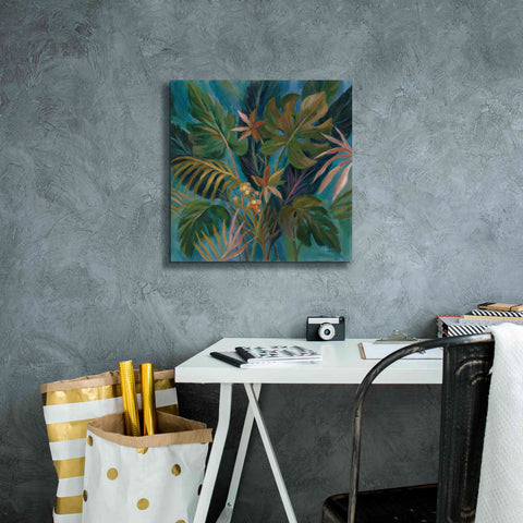 Image of Epic Art 'Midnight Tropical Leaves' by Silvia Vassileva, Canvas Wall Art,18 x 18