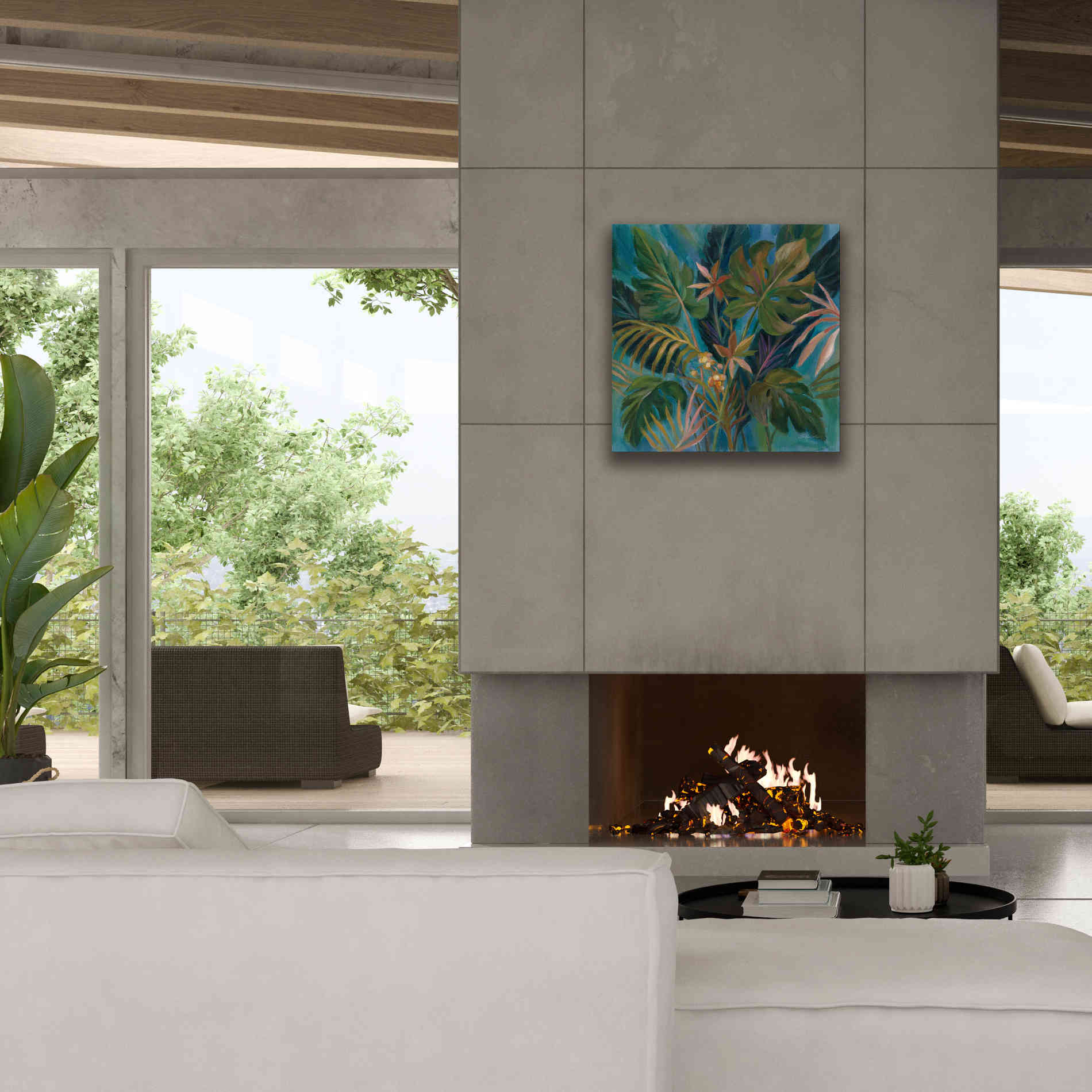 Epic Art 'Midnight Tropical Leaves' by Silvia Vassileva, Canvas Wall Art,26 x 26