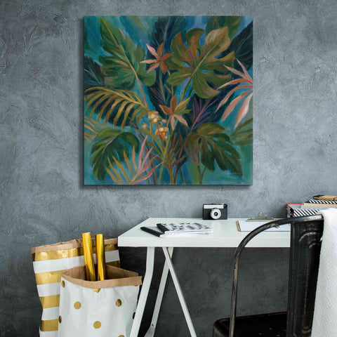 Image of Epic Art 'Midnight Tropical Leaves' by Silvia Vassileva, Canvas Wall Art,26 x 26