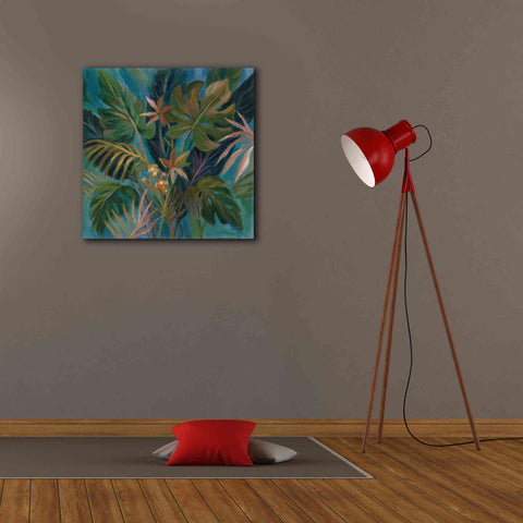 Image of Epic Art 'Midnight Tropical Leaves' by Silvia Vassileva, Canvas Wall Art,26 x 26