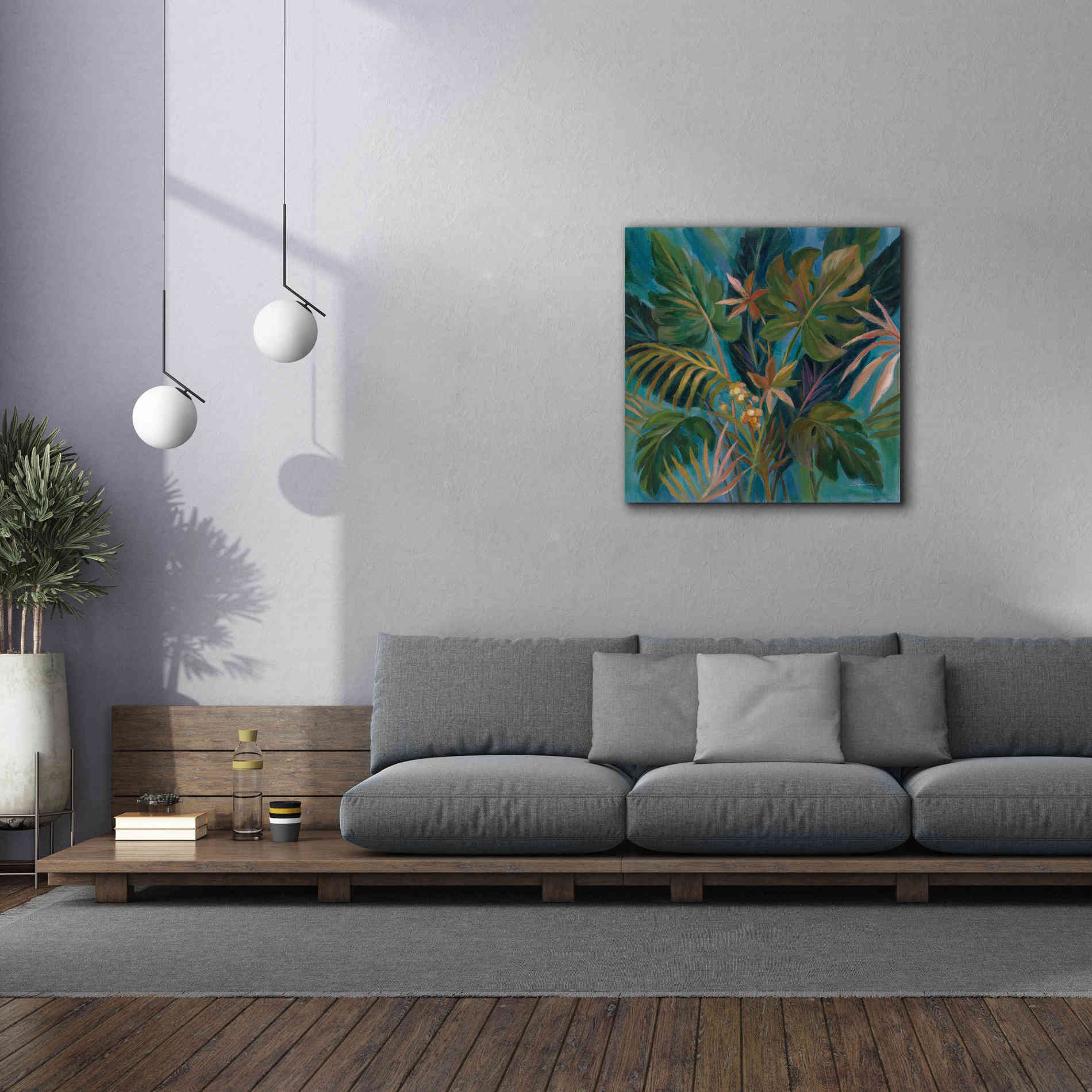 Epic Art 'Midnight Tropical Leaves' by Silvia Vassileva, Canvas Wall Art,37 x 37