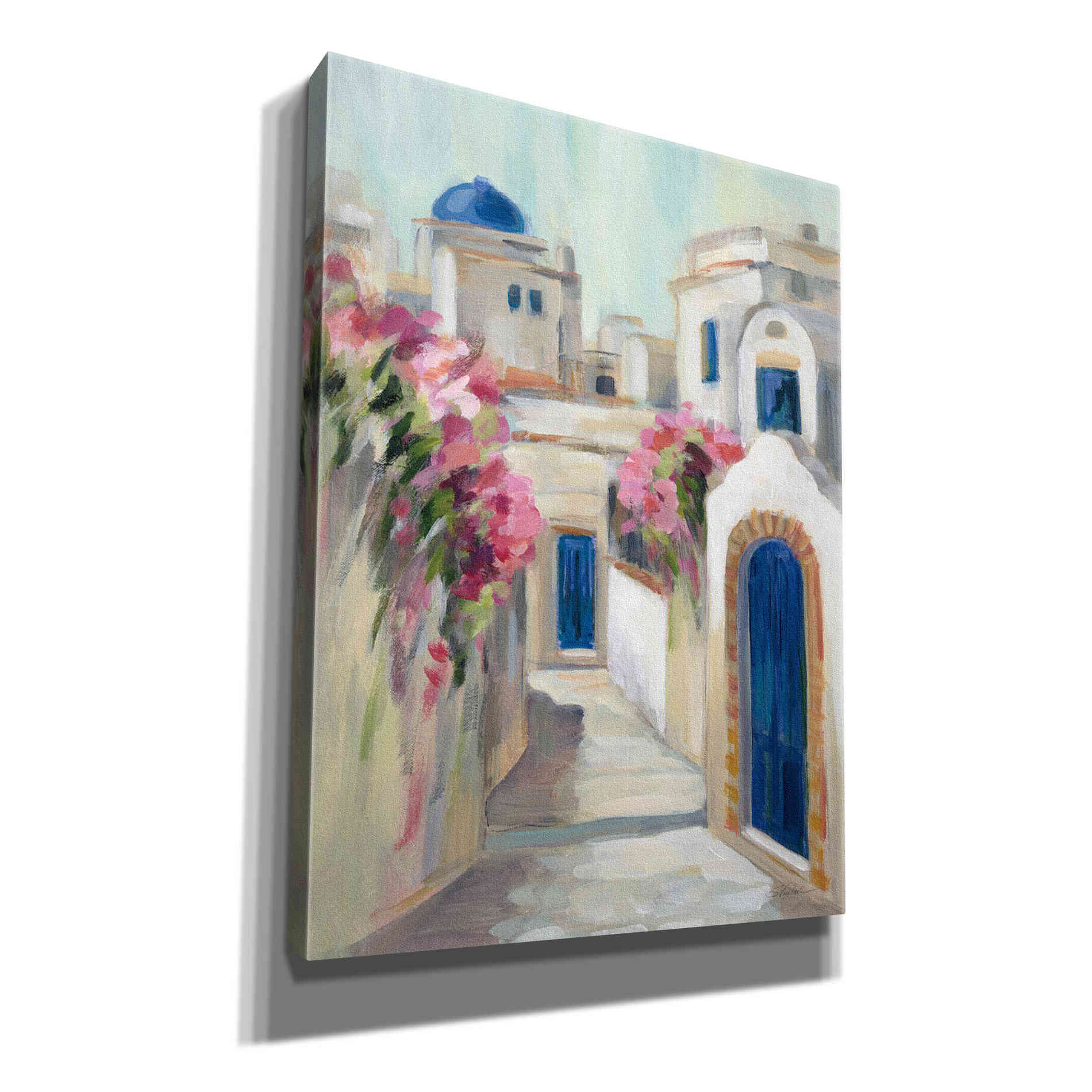 Epic Art &#39;Santorini Street I&#39; by Silvia Vassileva, Canvas Wall Art,12x16x1.1x0,20x24x1.1x0,26x30x1.74x0,40x54x1.74x0
