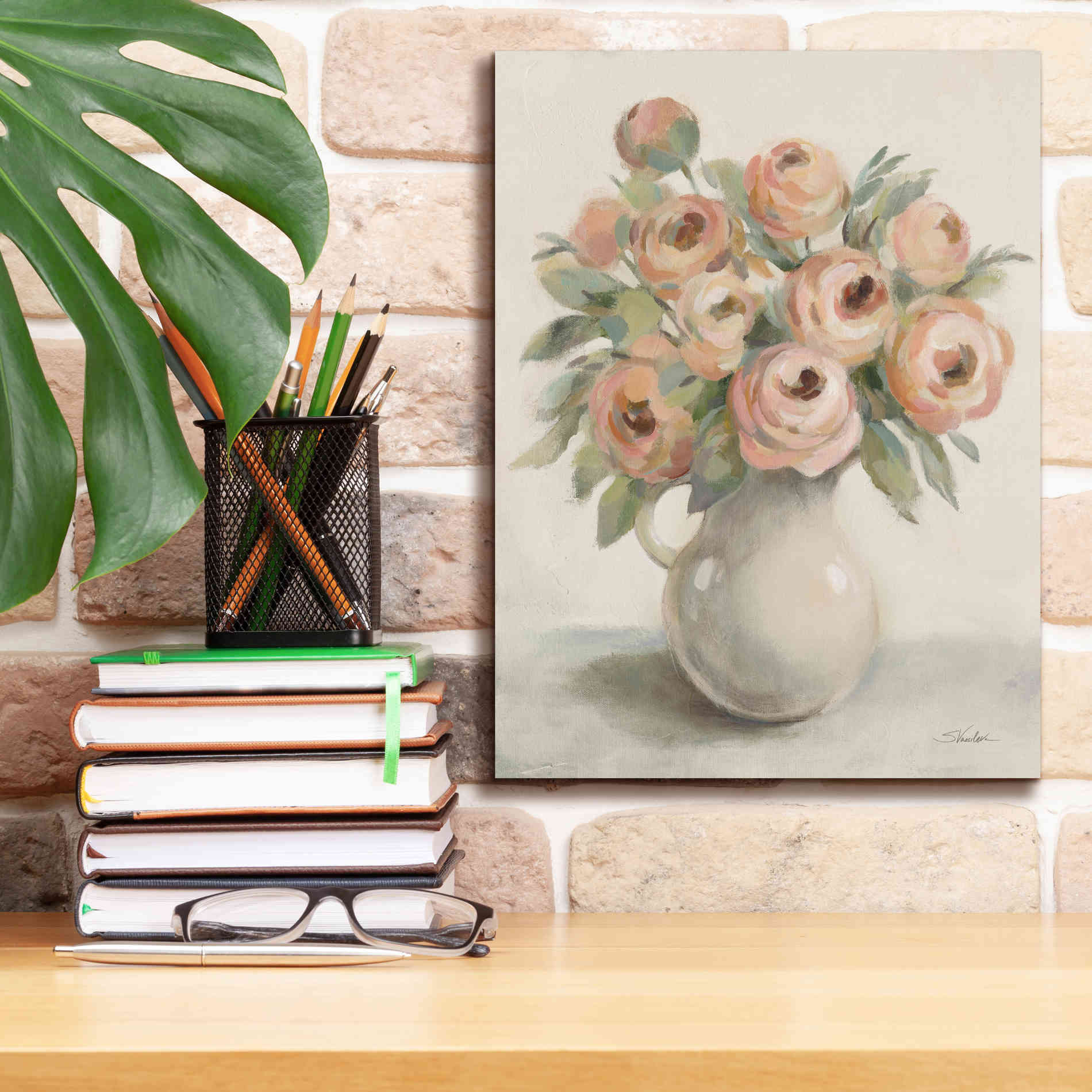 Epic Art 'Blush Flowers in a Jug' by Silvia Vassileva, Canvas Wall Art,12 x 16