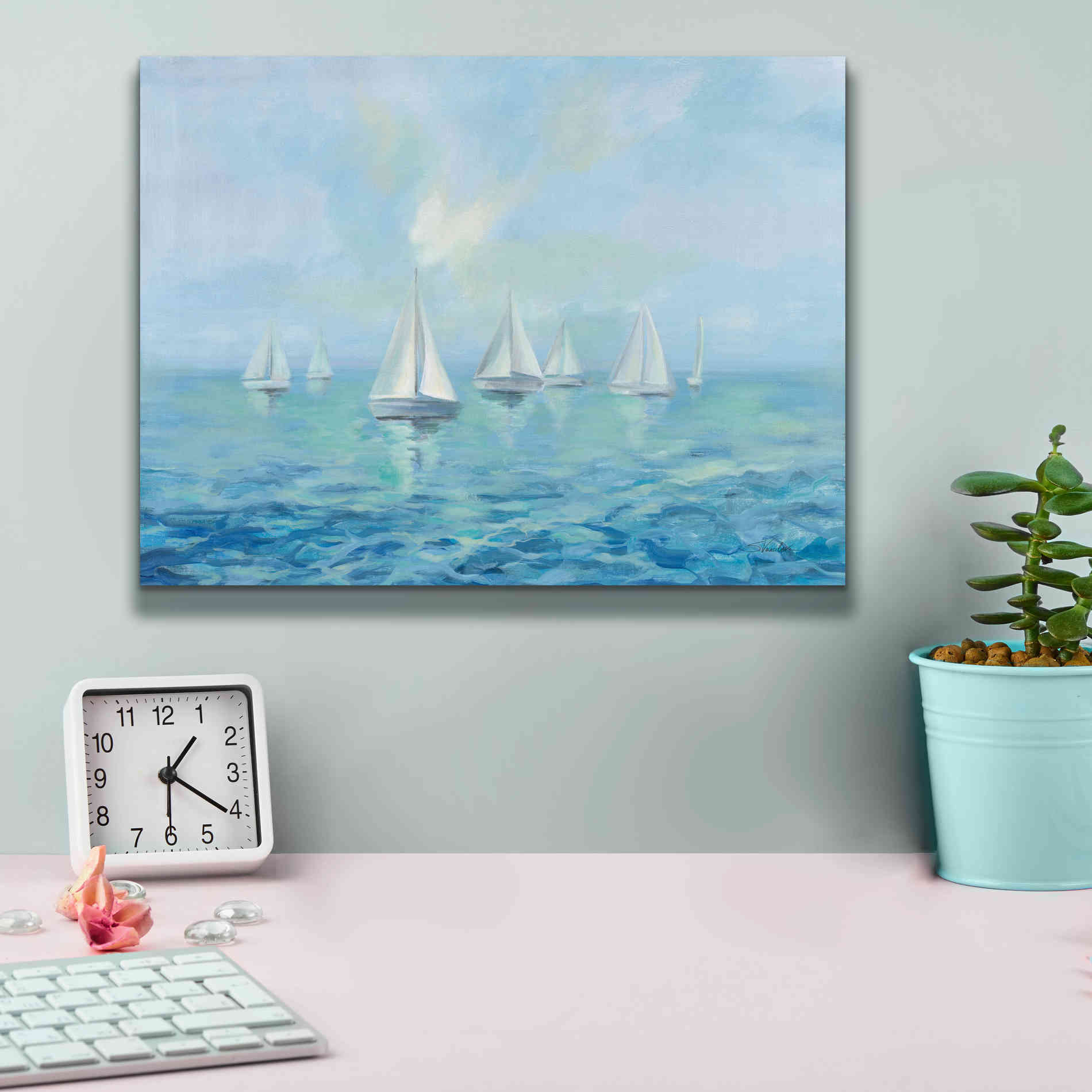 Epic Art 'Boats in the Haze' by Silvia Vassileva, Canvas Wall Art,16 x 12