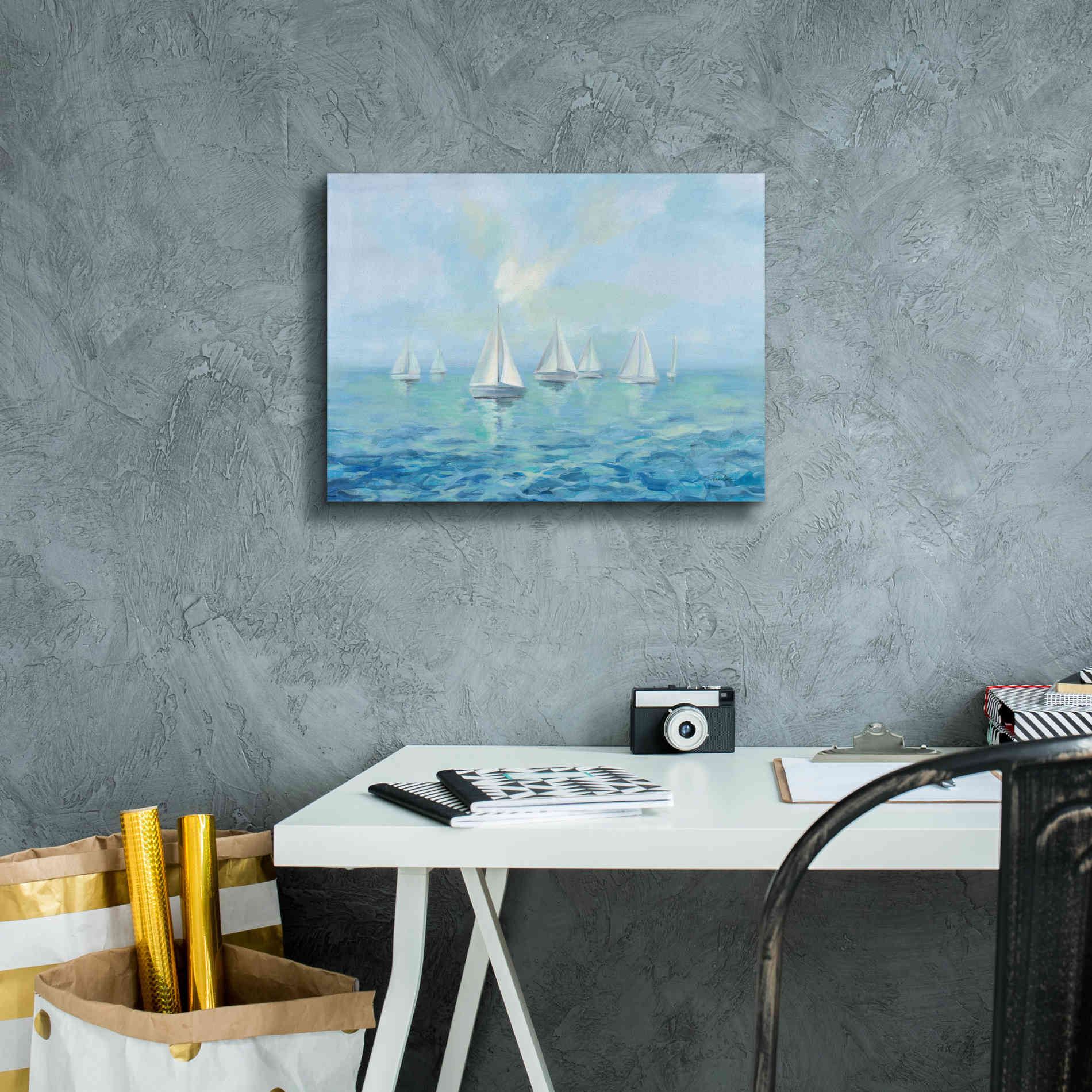 Epic Art 'Boats in the Haze' by Silvia Vassileva, Canvas Wall Art,16 x 12