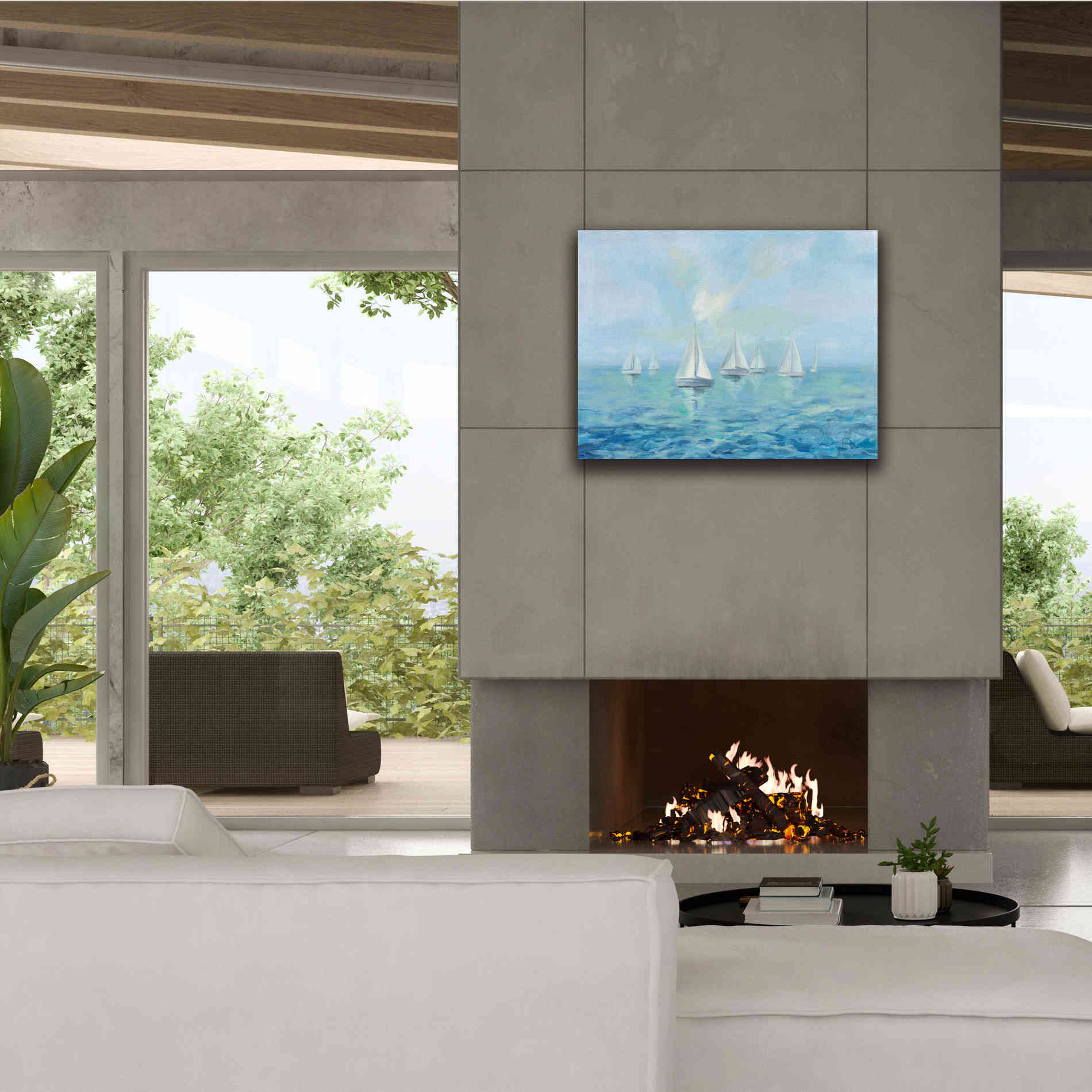 Epic Art 'Boats in the Haze' by Silvia Vassileva, Canvas Wall Art,34 x 26