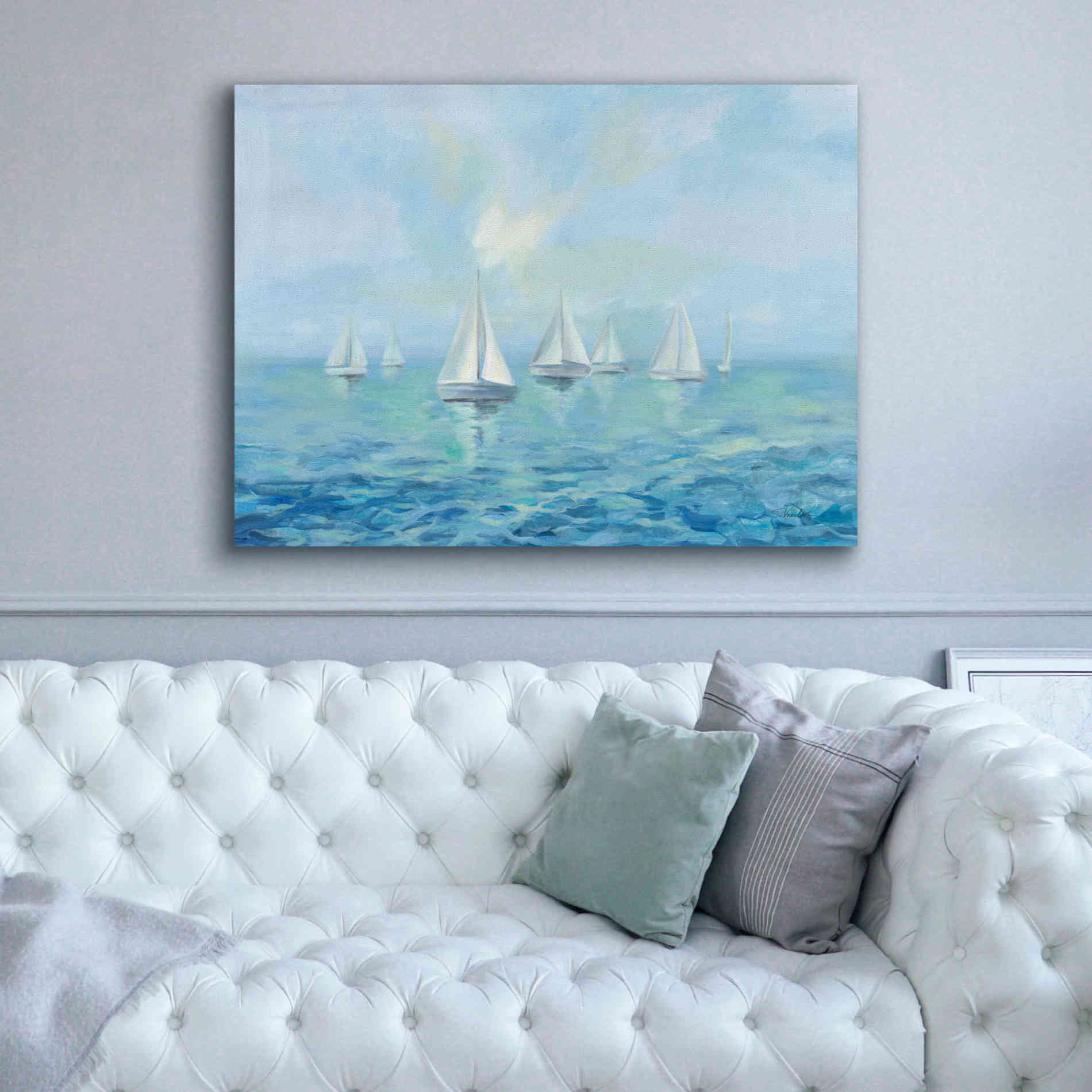 Epic Art 'Boats in the Haze' by Silvia Vassileva, Canvas Wall Art,54 x 40