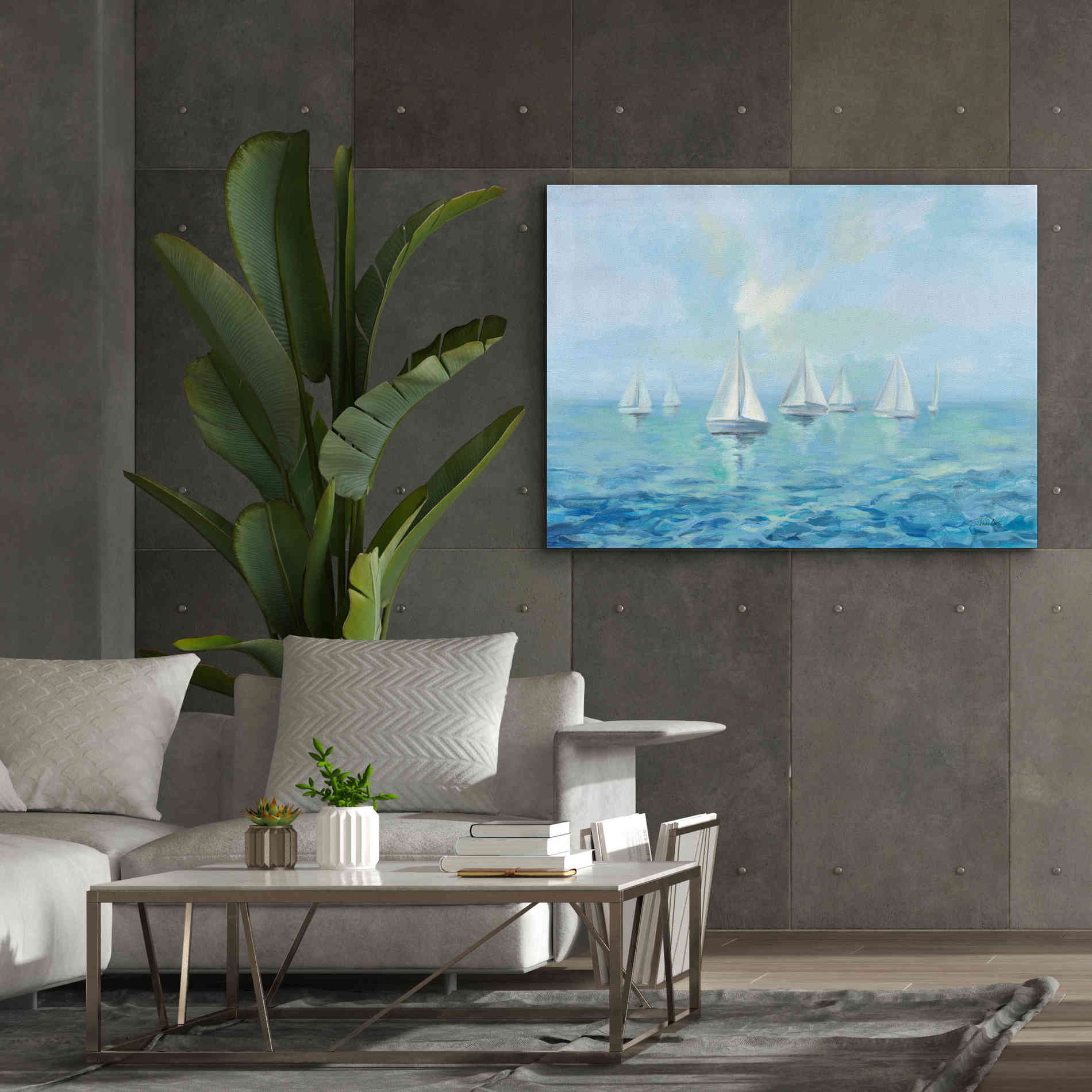 Epic Art 'Boats in the Haze' by Silvia Vassileva, Canvas Wall Art,54 x 40
