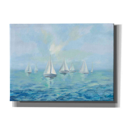 Image of Epic Art 'Boats in the Haze' by Silvia Vassileva, Canvas Wall Art,16x12x1.1x0,26x18x1.1x0,34x26x1.74x0,54x40x1.74x0