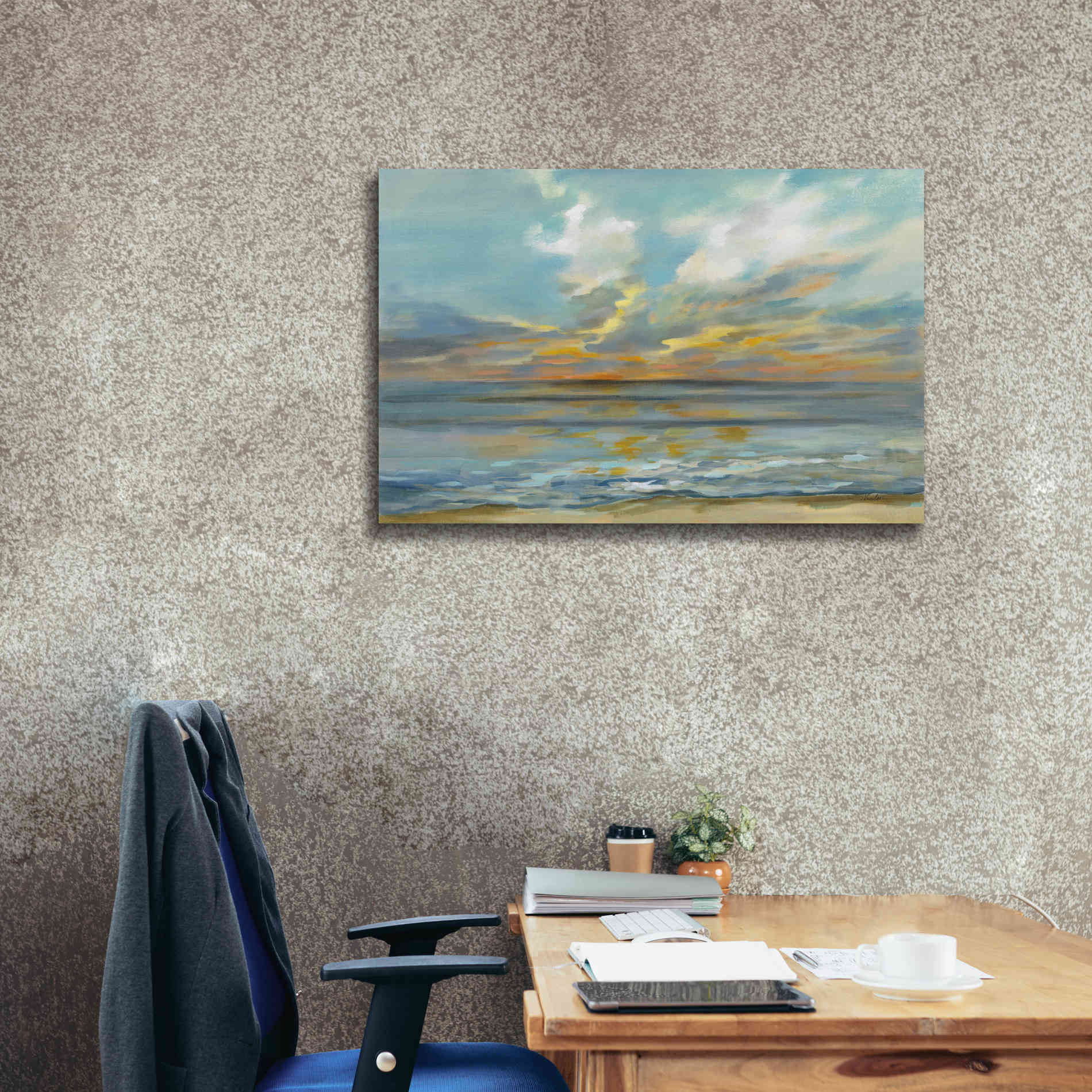 Epic Art 'Rhythmic Sunset Waves' by Silvia Vassileva, Canvas Wall Art,40 x 26