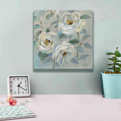 Image of 'Blue Gray Floral' by Silvia Vassileva, Canvas Wall Art,12 x 12