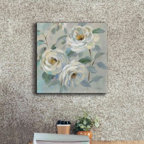 Image of 'Blue Gray Floral' by Silvia Vassileva, Canvas Wall Art,18 x 18