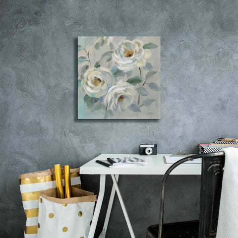 Image of 'Blue Gray Floral' by Silvia Vassileva, Canvas Wall Art,18 x 18