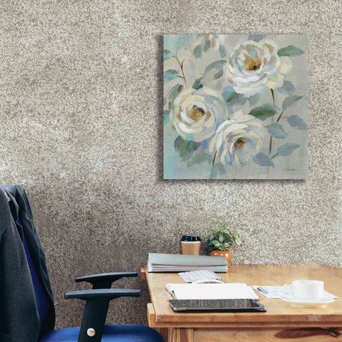 Image of 'Blue Gray Floral' by Silvia Vassileva, Canvas Wall Art,26 x 26