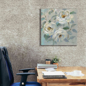 'Blue Gray Floral' by Silvia Vassileva, Canvas Wall Art,26 x 26