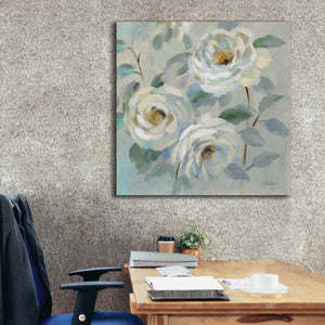 'Blue Gray Floral' by Silvia Vassileva, Canvas Wall Art,37 x 37
