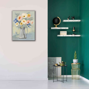 'Pale Flowers on Sage' by Silvia Vassileva, Canvas Wall Art,26 x 34