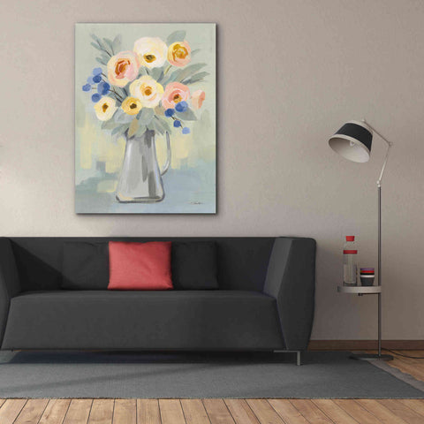 Image of 'Pale Flowers on Sage' by Silvia Vassileva, Canvas Wall Art,40 x 54