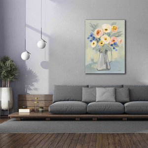 'Pale Flowers on Sage' by Silvia Vassileva, Canvas Wall Art,40 x 54