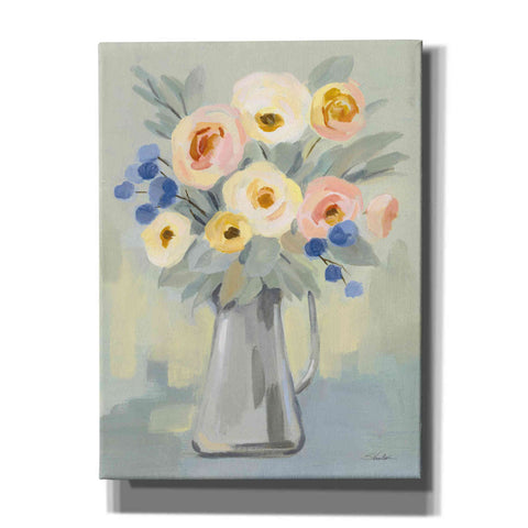 Image of 'Pale Flowers on Sage' by Silvia Vassileva, Canvas Wall Art,12x16x1.1x0,18x26x1.1x0,26x34x1.74x0,40x54x1.74x0