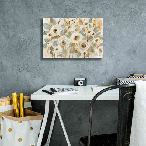 Image of 'White Gold and Sage Floral' by Silvia Vassileva, Canvas Wall Art,18 x 12