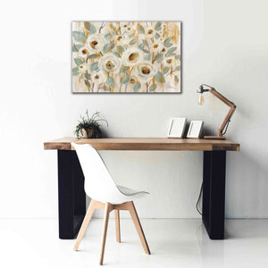 'White Gold and Sage Floral' by Silvia Vassileva, Canvas Wall Art,40 x 26
