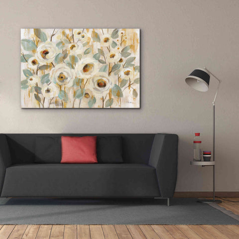 Image of 'White Gold and Sage Floral' by Silvia Vassileva, Canvas Wall Art,60 x 40
