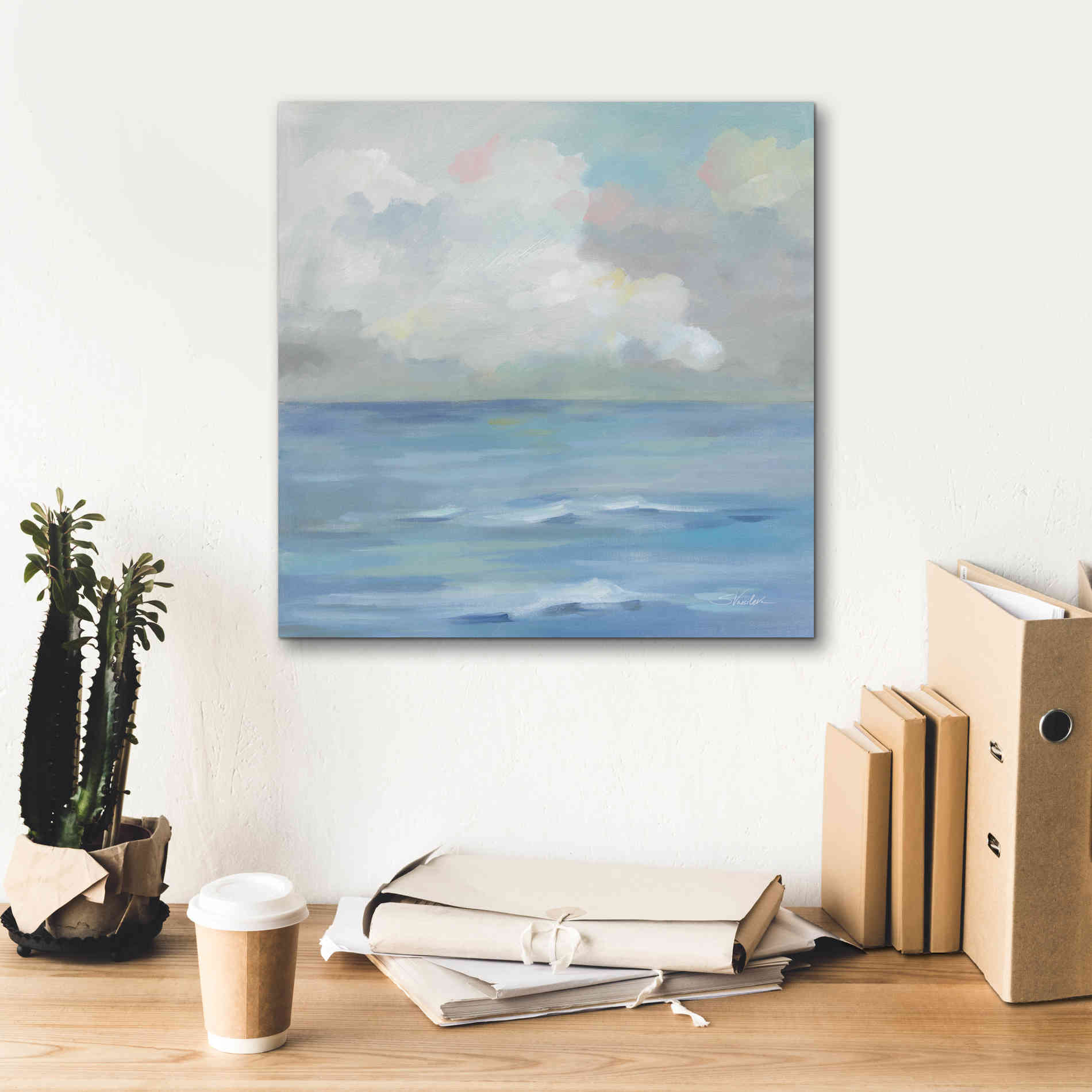 'Morning Seaside Clouds' by Silvia Vassileva, Canvas Wall Art,18 x 18