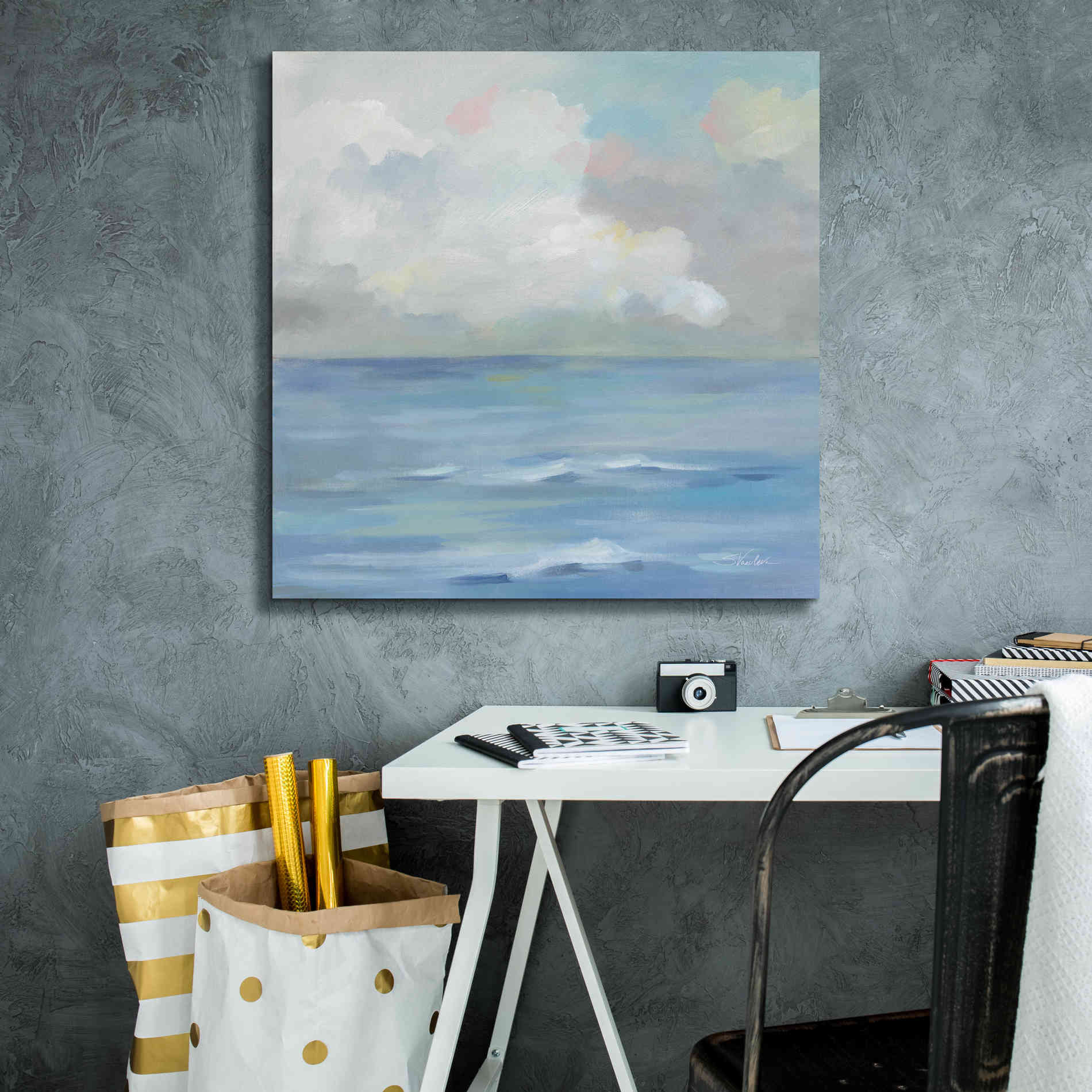 'Morning Seaside Clouds' by Silvia Vassileva, Canvas Wall Art,26 x 26