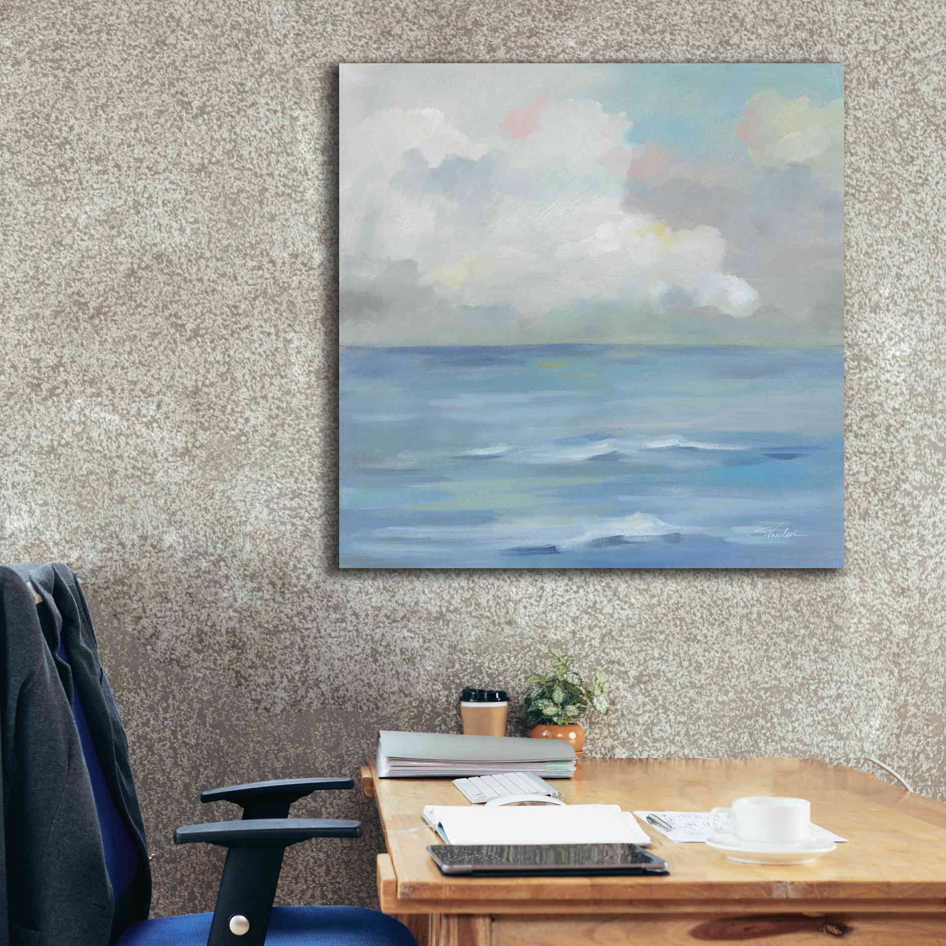 'Morning Seaside Clouds' by Silvia Vassileva, Canvas Wall Art,37 x 37