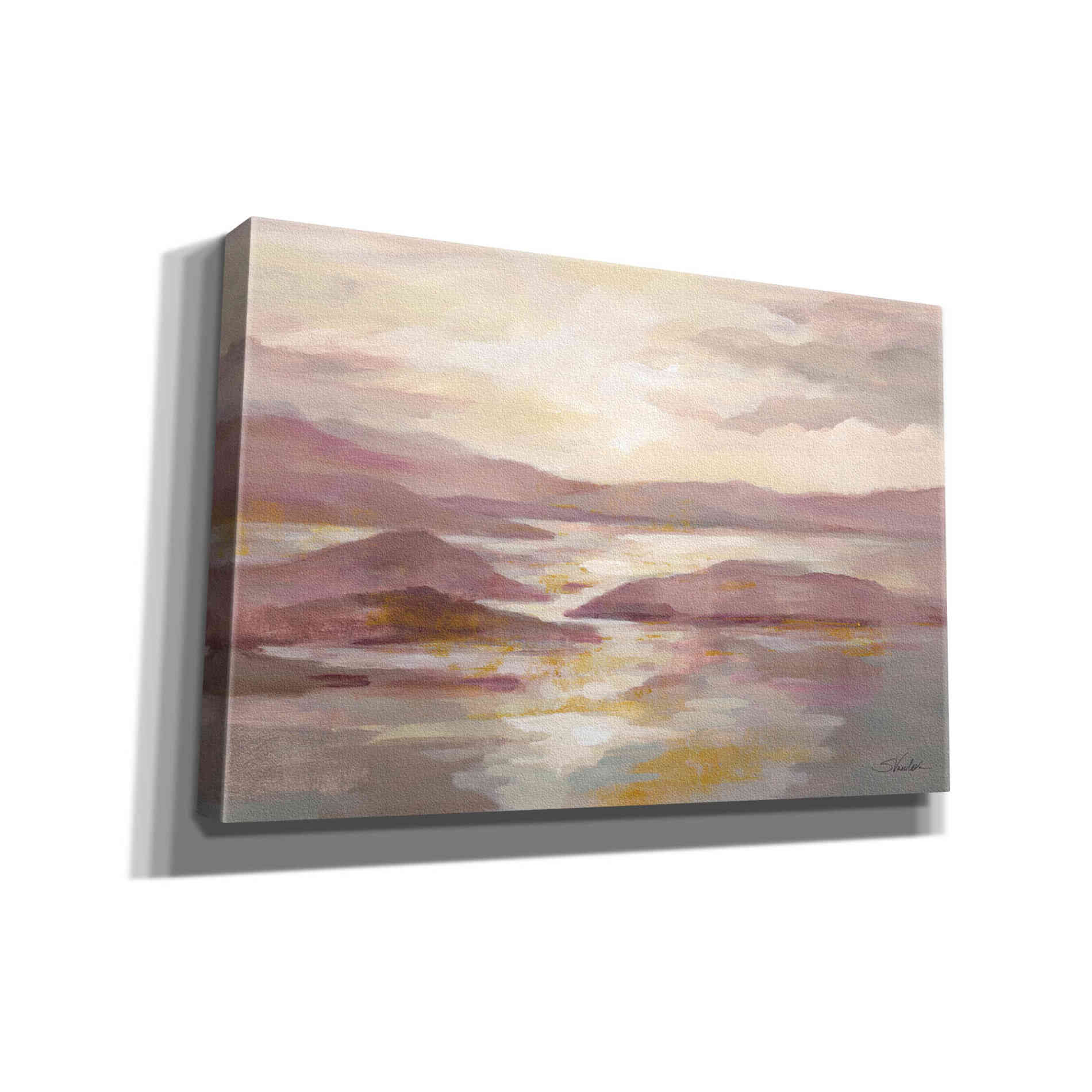 'Pink and Gold Landscape' by Silvia Vassileva, Canvas Wall Art,18x12x1.1x0,26x18x1.1x0,40x26x1.74x0,60x40x1.74x0