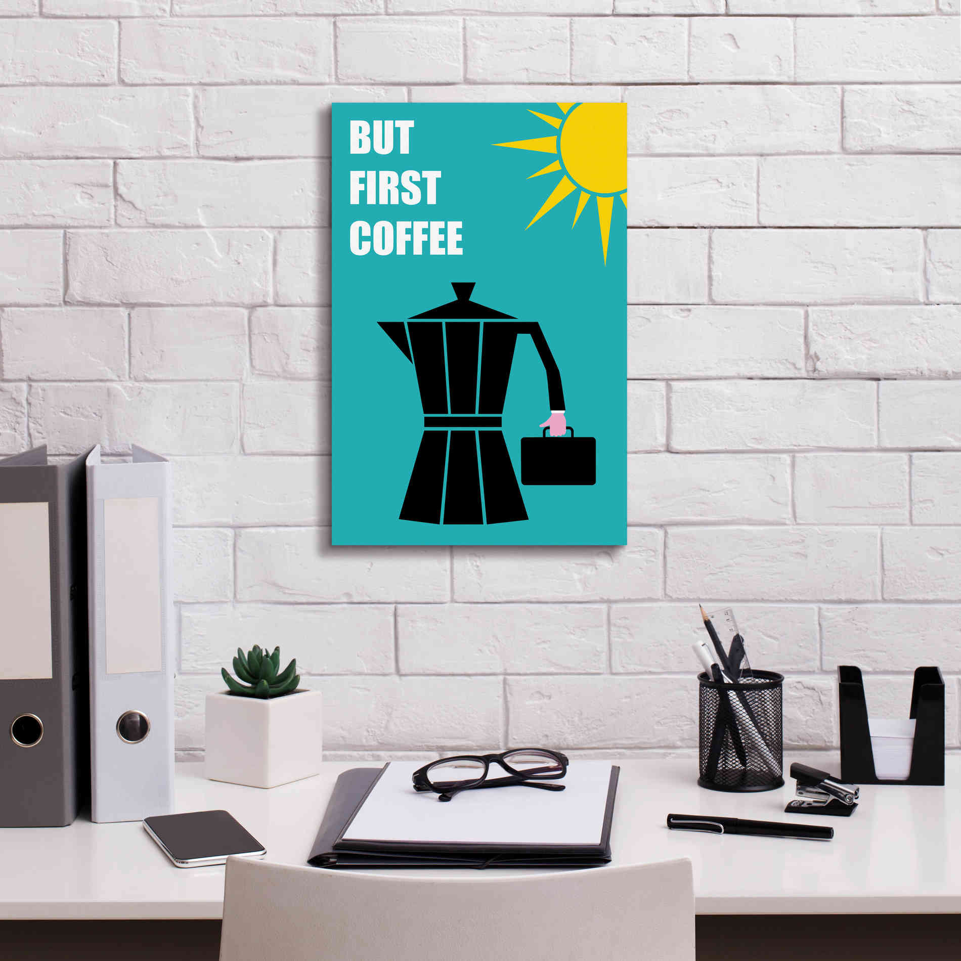 'But First Coffee' by Cesare Bellassai, Canvas Wall Art,12 x 18