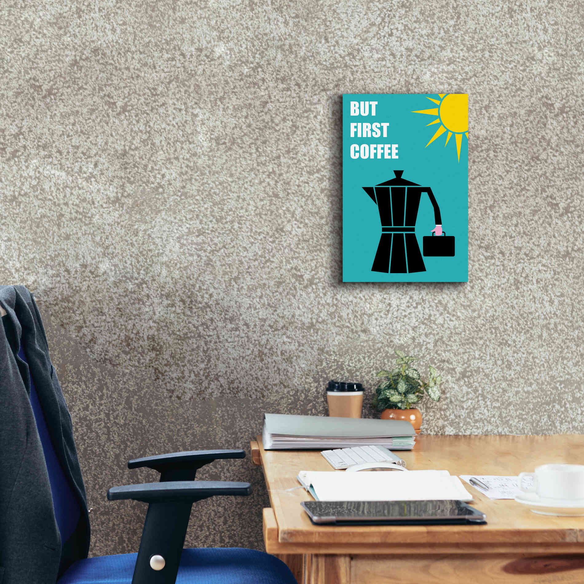 'But First Coffee' by Cesare Bellassai, Canvas Wall Art,12 x 18