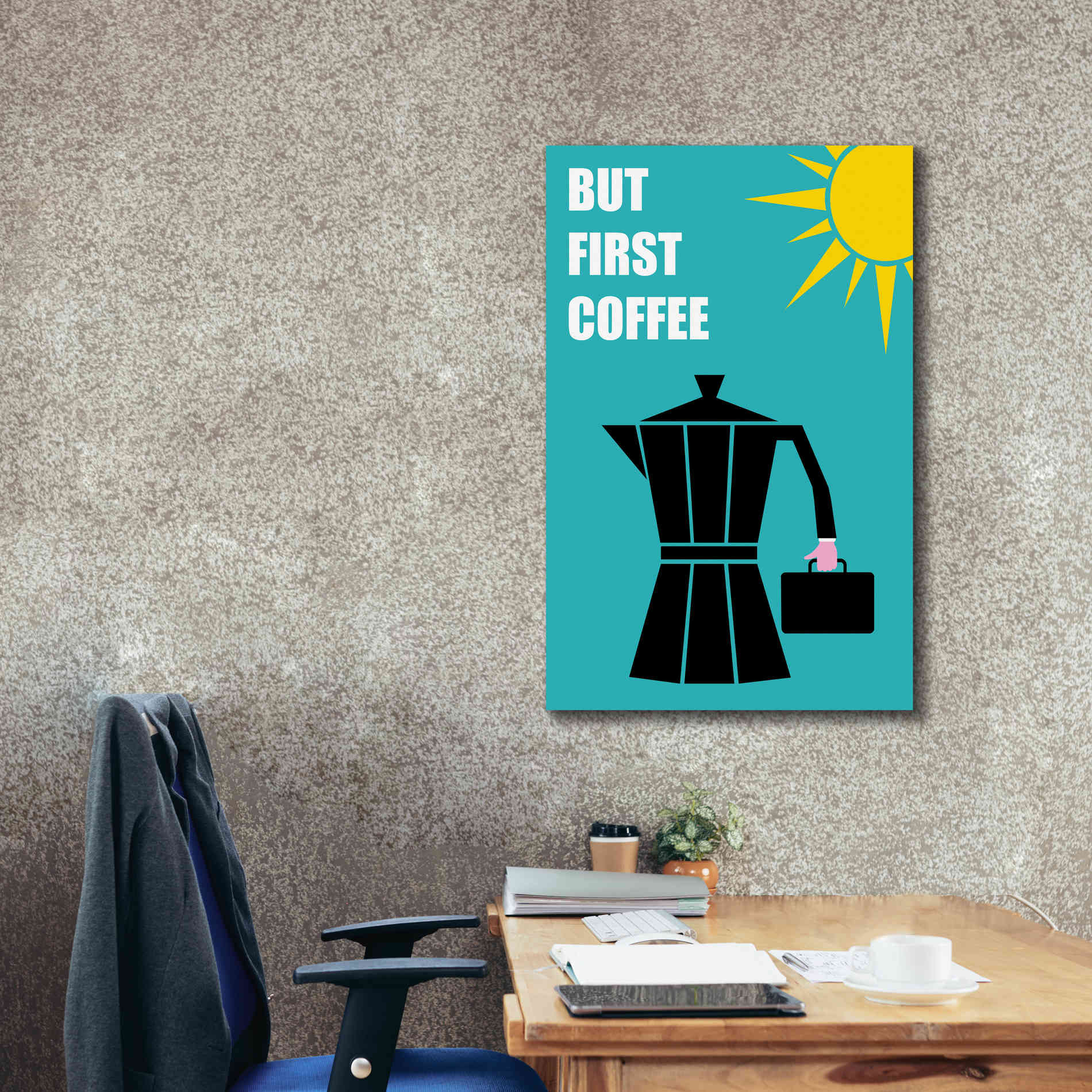 'But First Coffee' by Cesare Bellassai, Canvas Wall Art,26 x 40