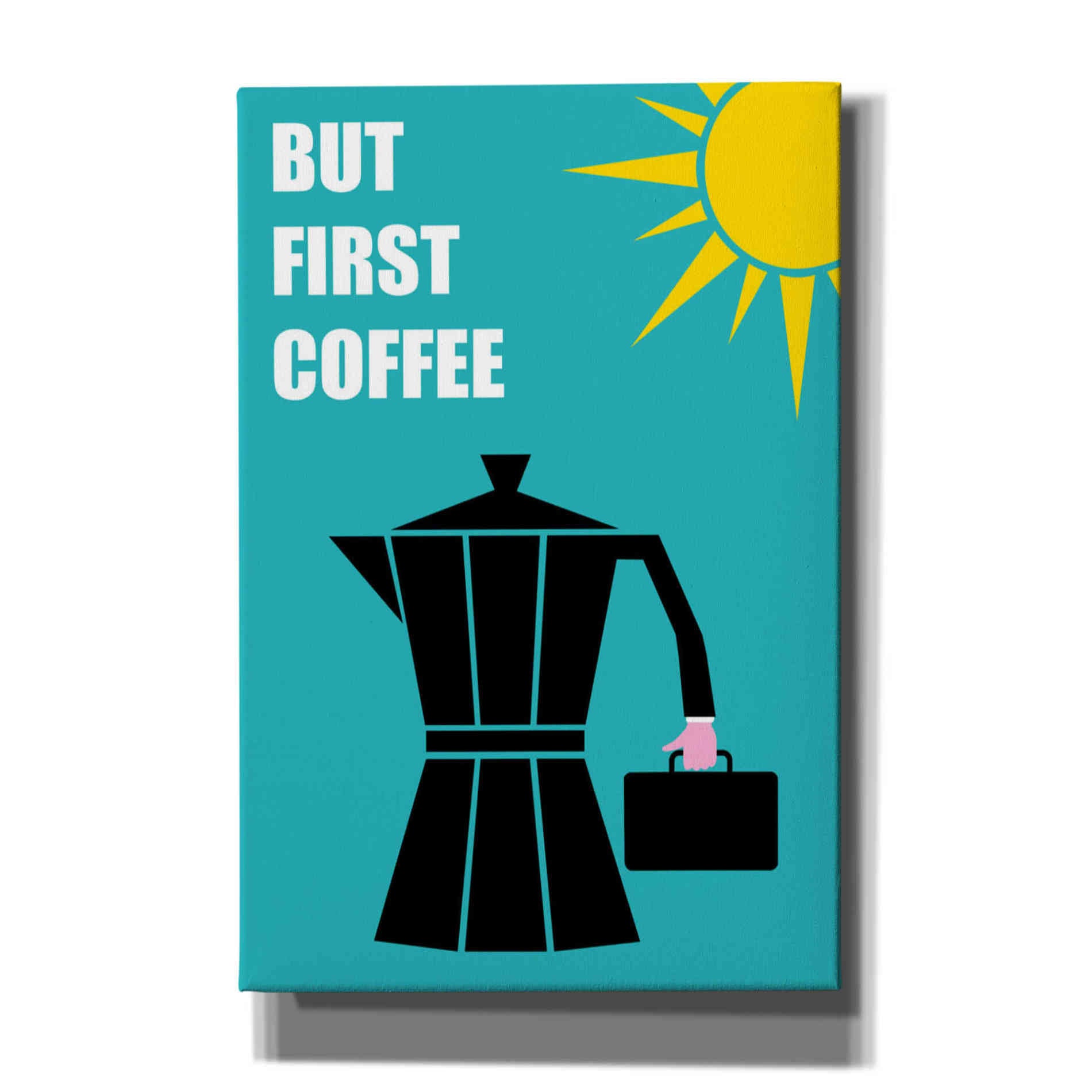 'But First Coffee' by Cesare Bellassai, Canvas Wall Art,12x18x1.1x0,18x26x1.1x0,26x40x1.74x0,40x60x1.74x0