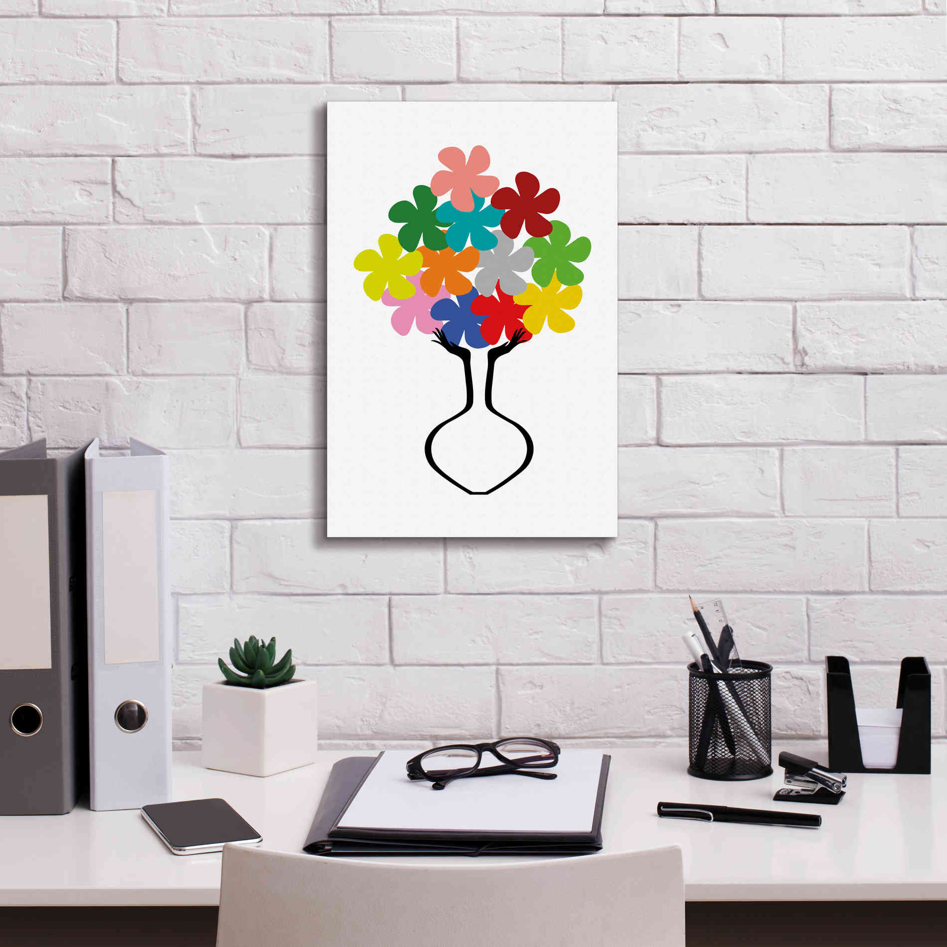 'Holding Some Flowers' by Cesare Bellassai, Canvas Wall Art,12 x 18