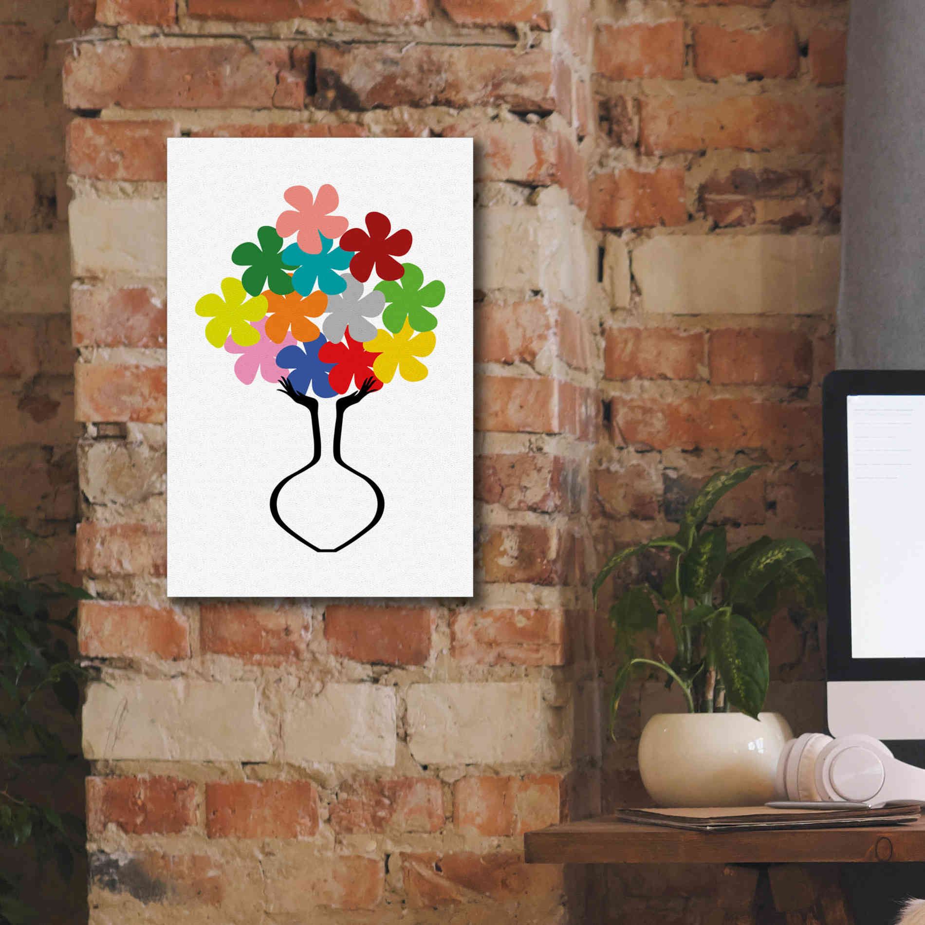 'Holding Some Flowers' by Cesare Bellassai, Canvas Wall Art,12 x 18