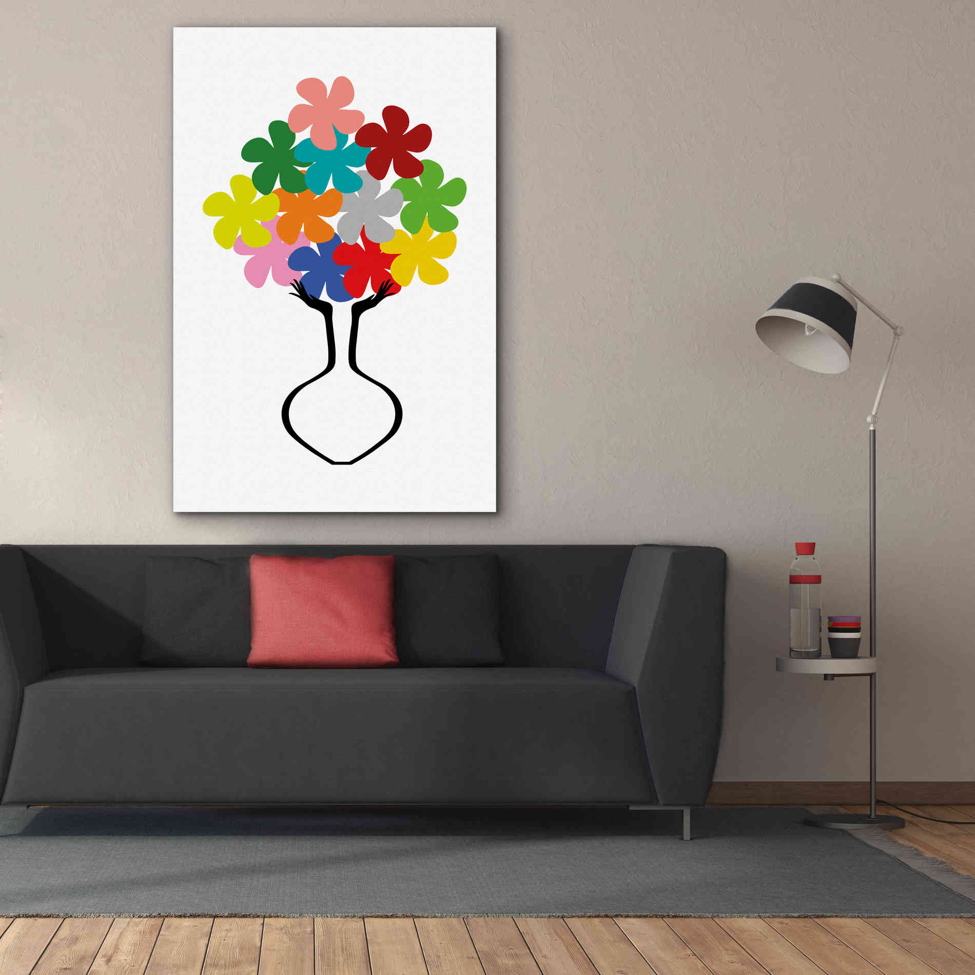'Holding Some Flowers' by Cesare Bellassai, Canvas Wall Art,40 x 60