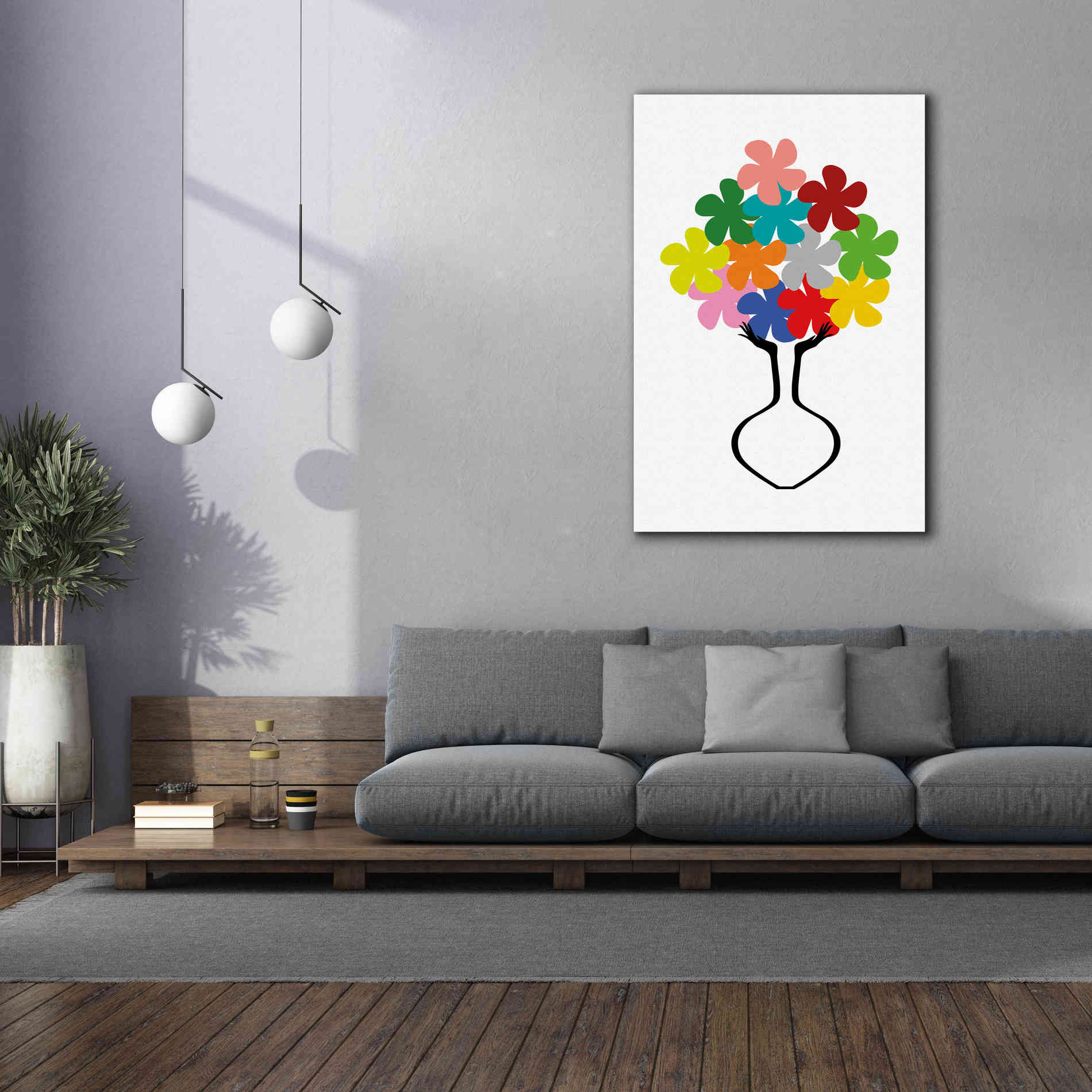 'Holding Some Flowers' by Cesare Bellassai, Canvas Wall Art,40 x 60