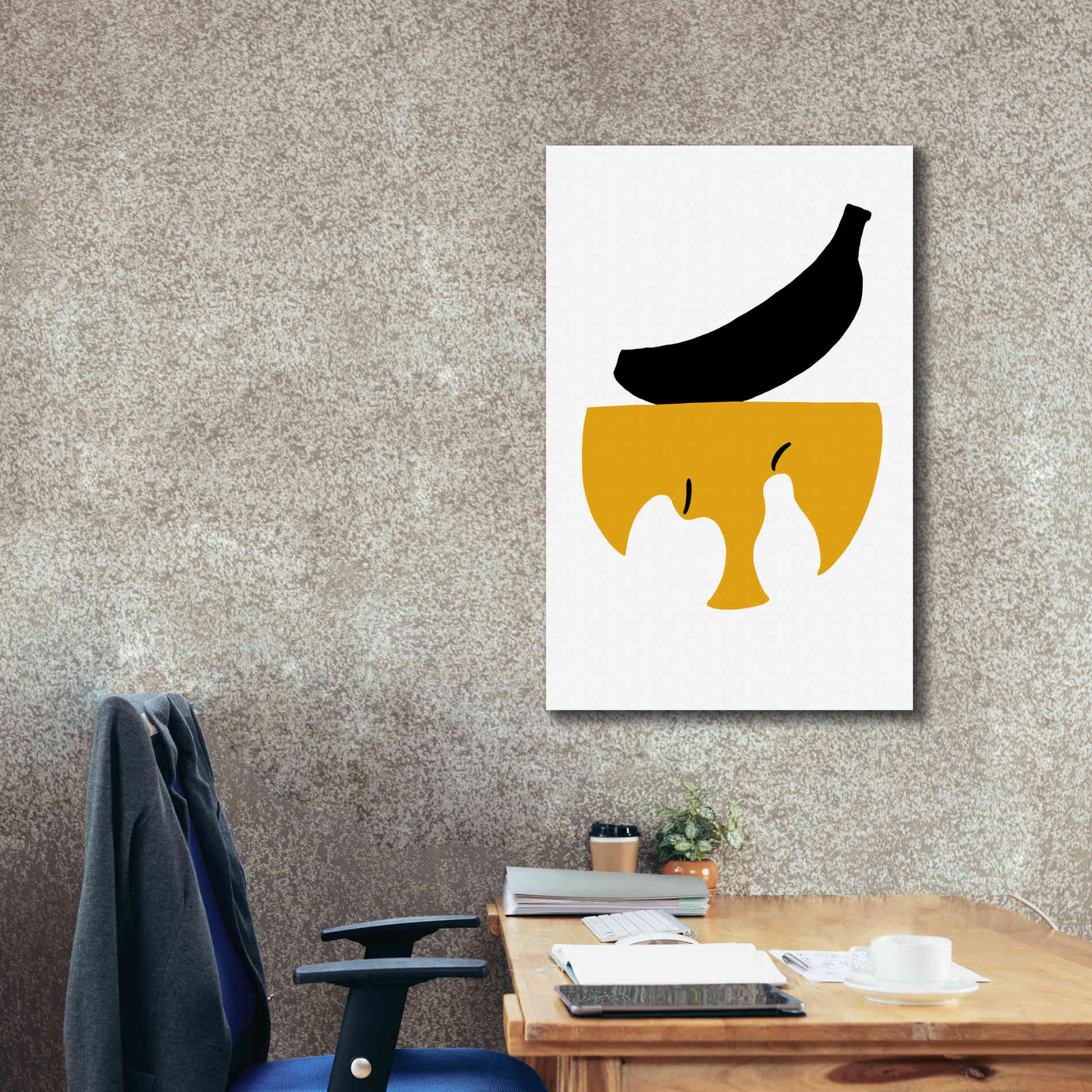 'Still Life with Black Banana' by Cesare Bellassai, Canvas Wall Art,26 x 40