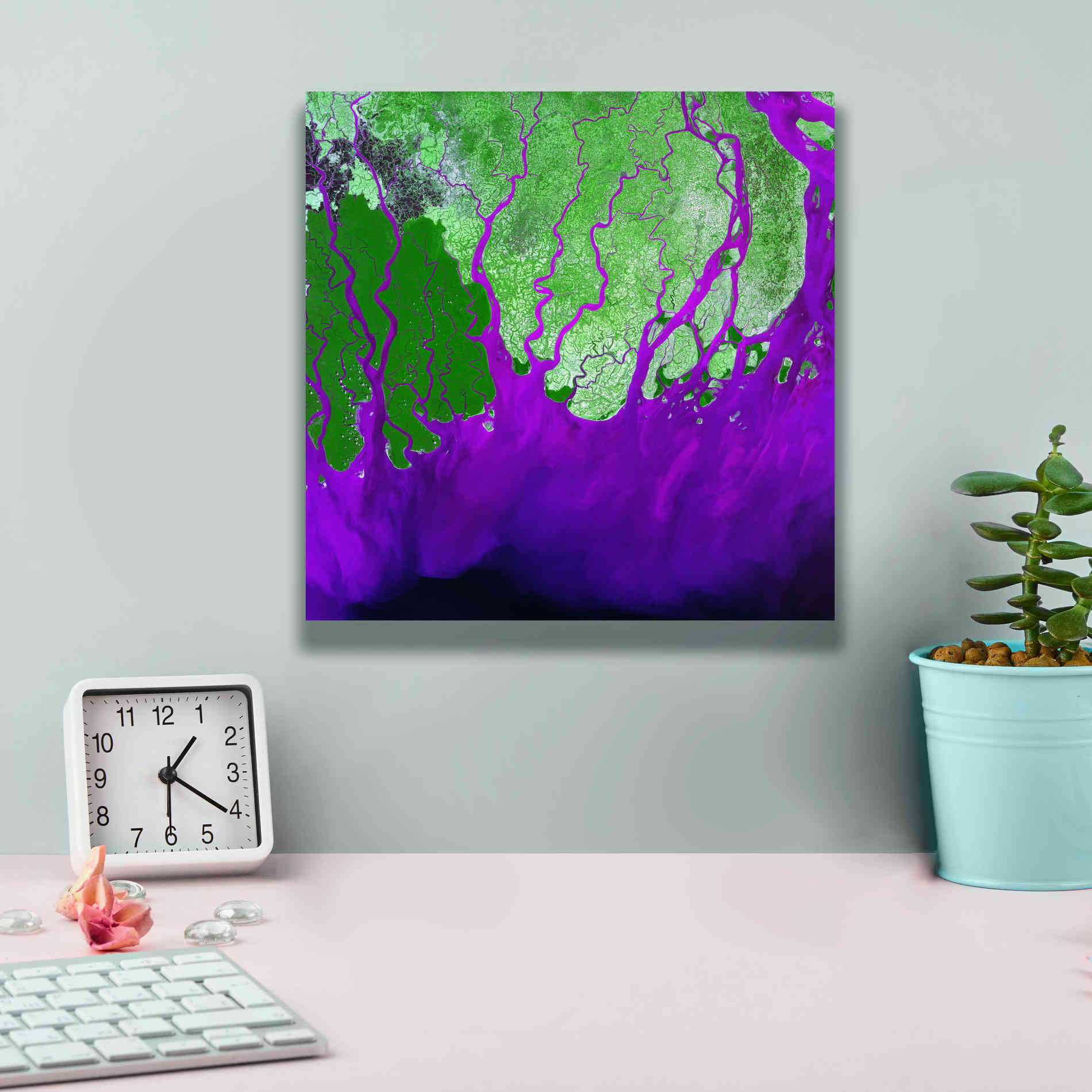 'Earth as Art: Ganges RIver Delta' Canvas Wall Art,12 x 12