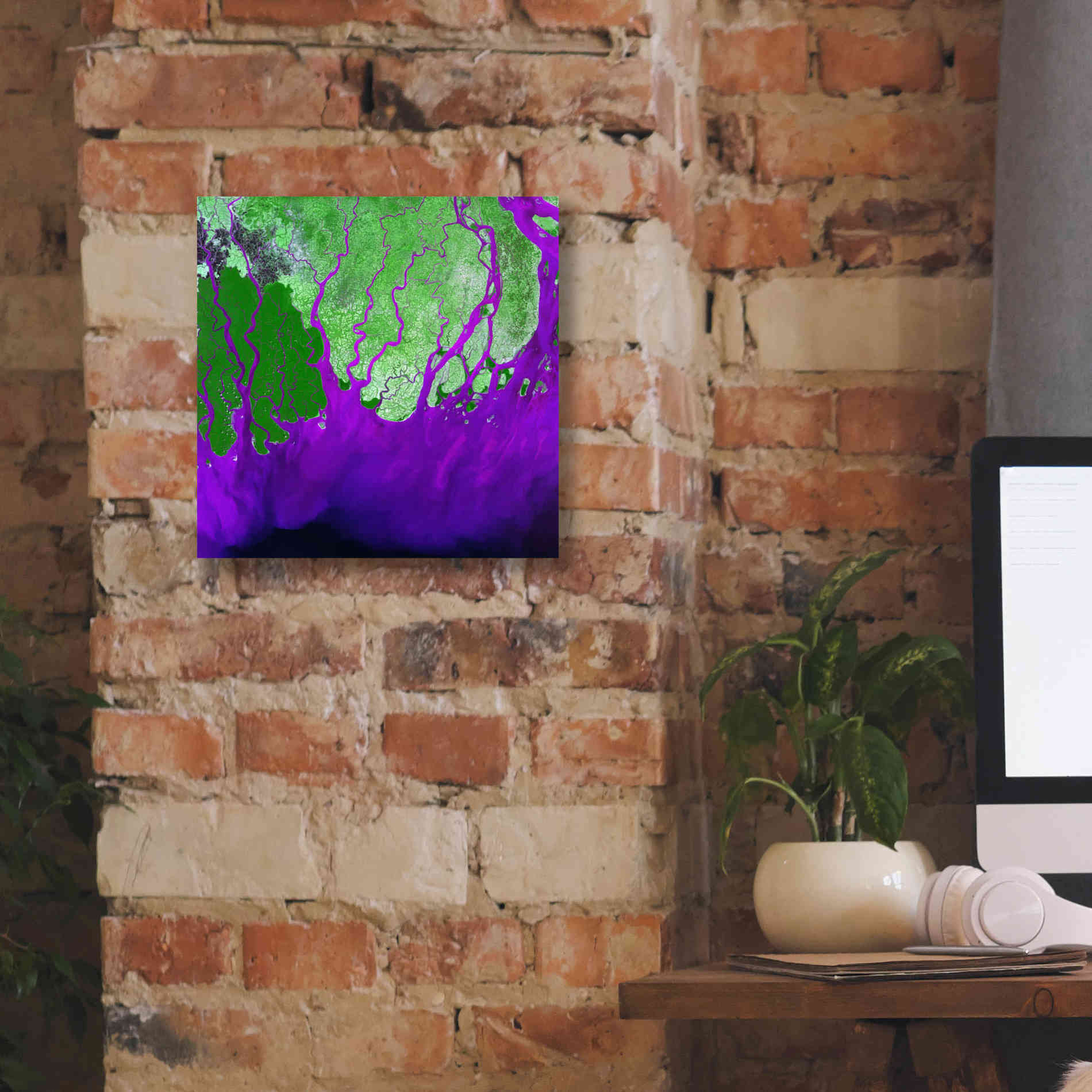 'Earth as Art: Ganges RIver Delta' Canvas Wall Art,12 x 12