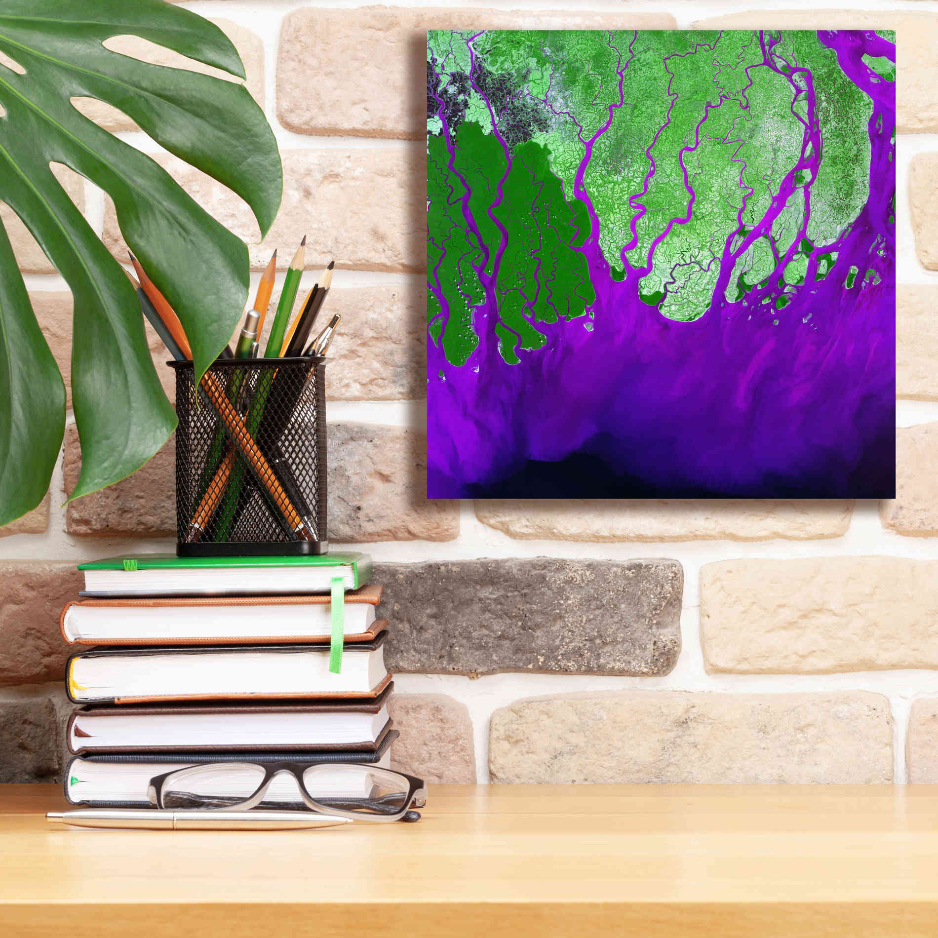 'Earth as Art: Ganges RIver Delta' Canvas Wall Art,12 x 12