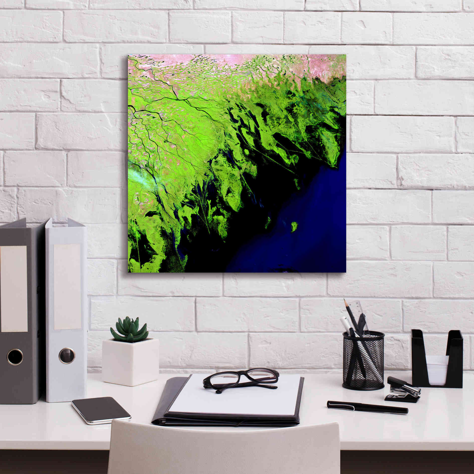 'Earth as Art: Volga River Delta' Canvas Wall Art,18 x 18
