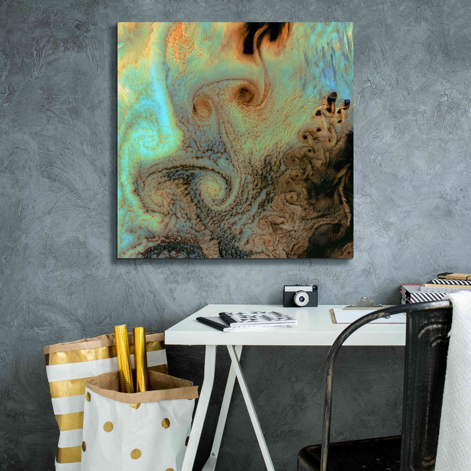 'Earth as Art: Von Karman Vortices' Canvas Wall Art,26 x 26