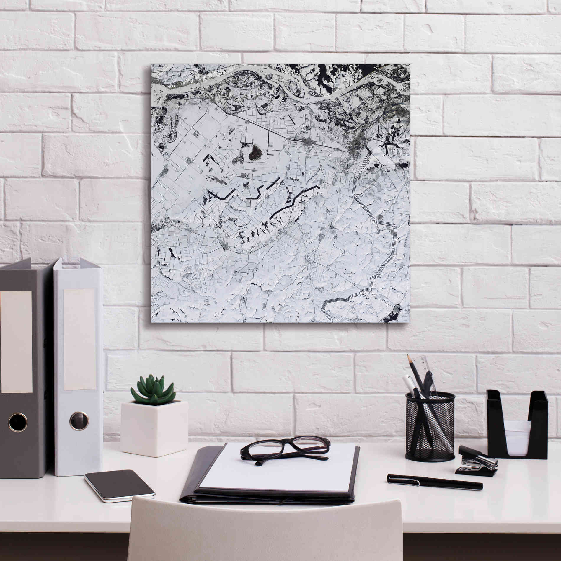 'Earth as Art: Etched in Snow,' Canvas Wall Art,18 x 18