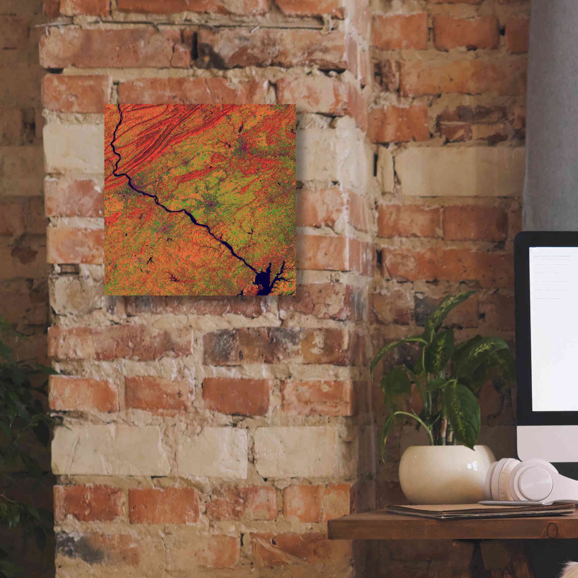 'Earth as Art: River and Ridge,' Canvas Wall Art,12 x 12